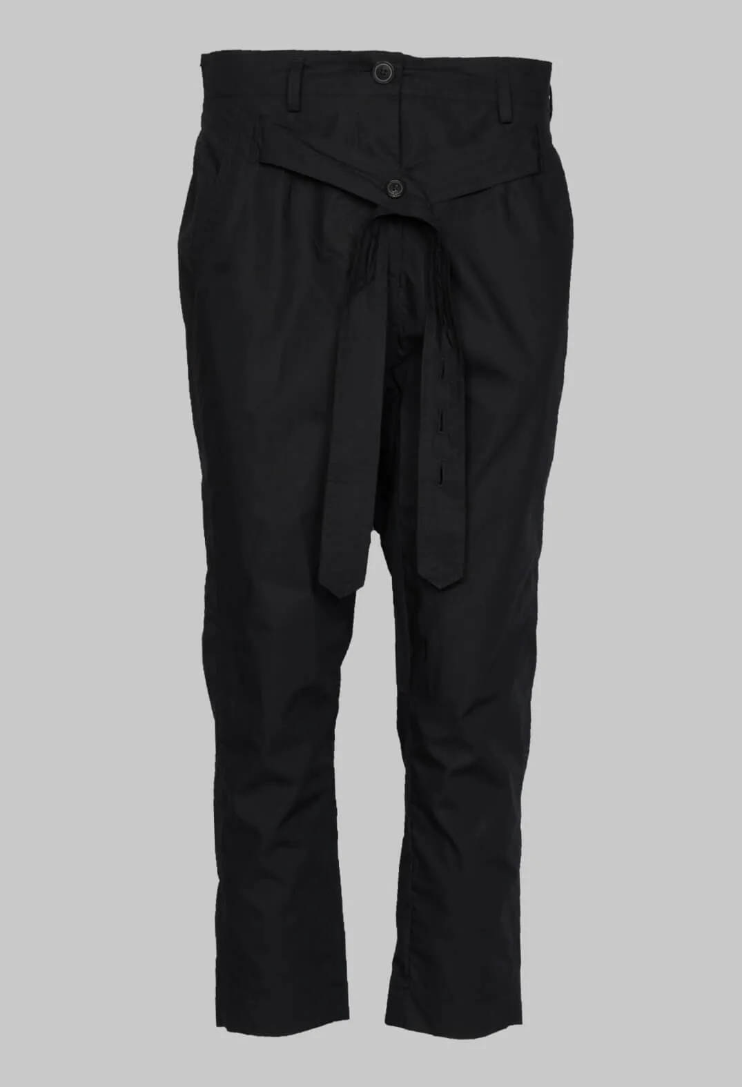 Lightweight Trousers with Button Detail Belt in Black