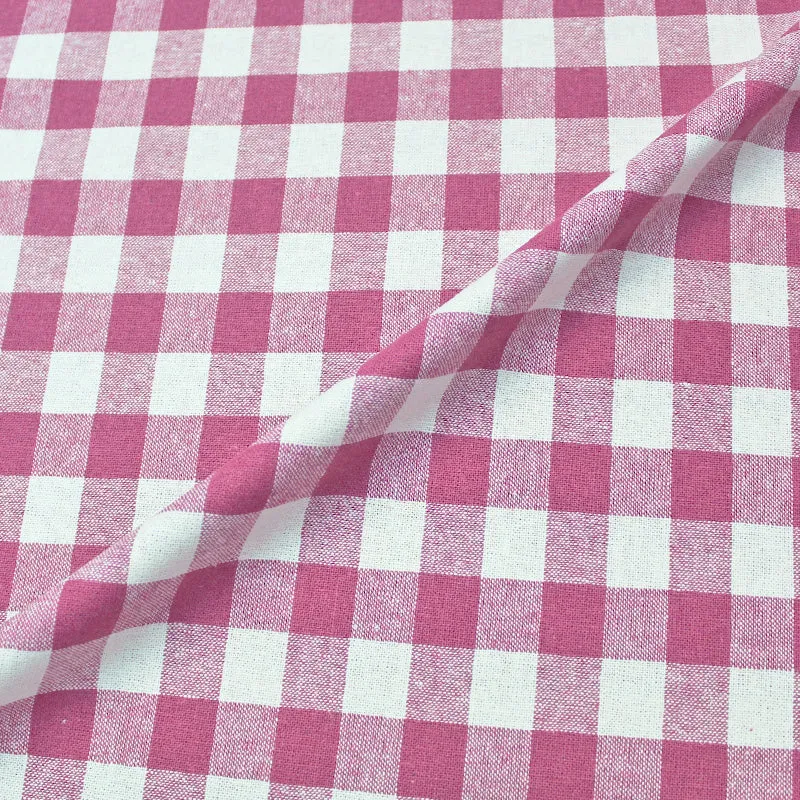 Linen and Cotton Mix - Gingham - Rose Pink