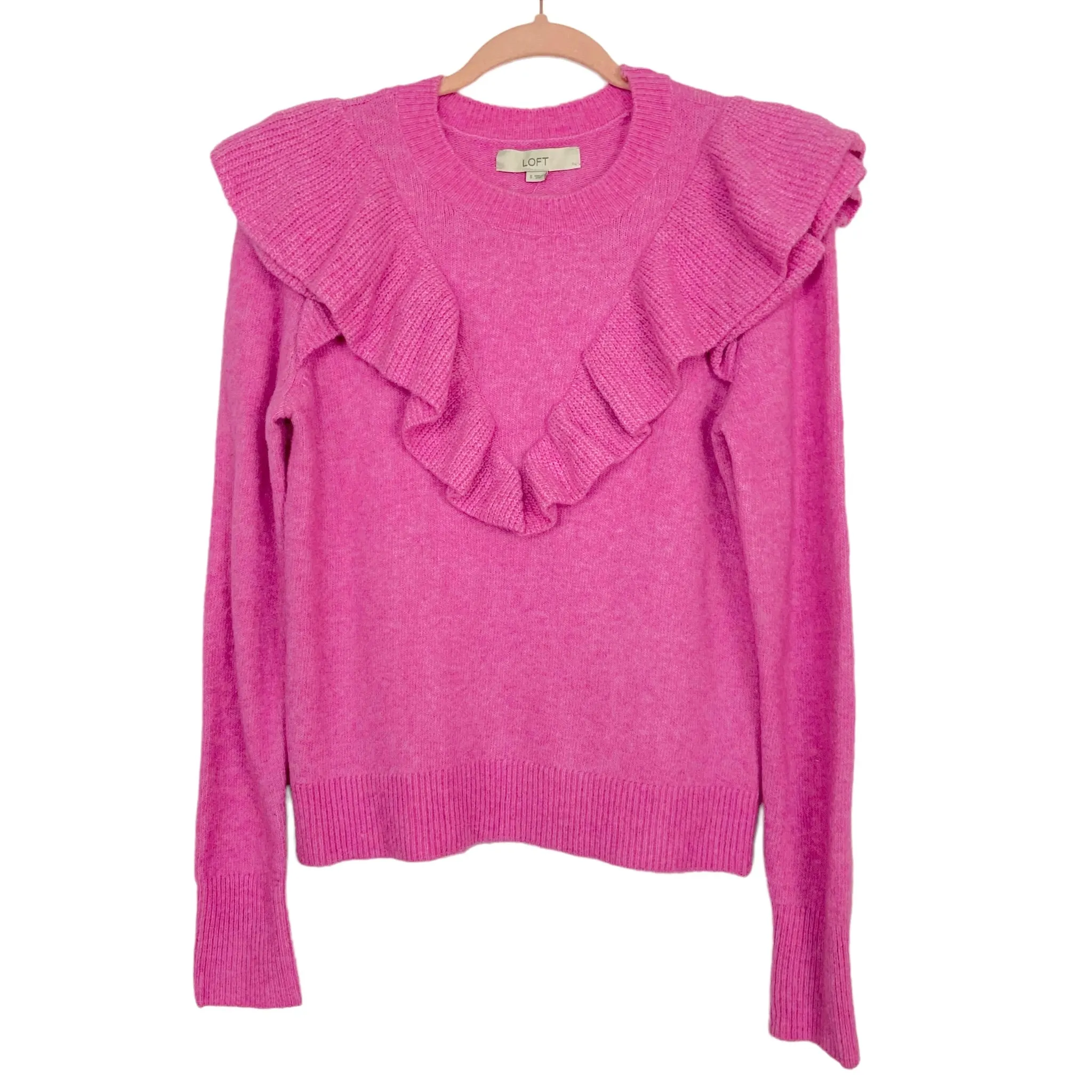 Loft Pink Ruffle Yoke Sweater NWT- Size S (sold out online)