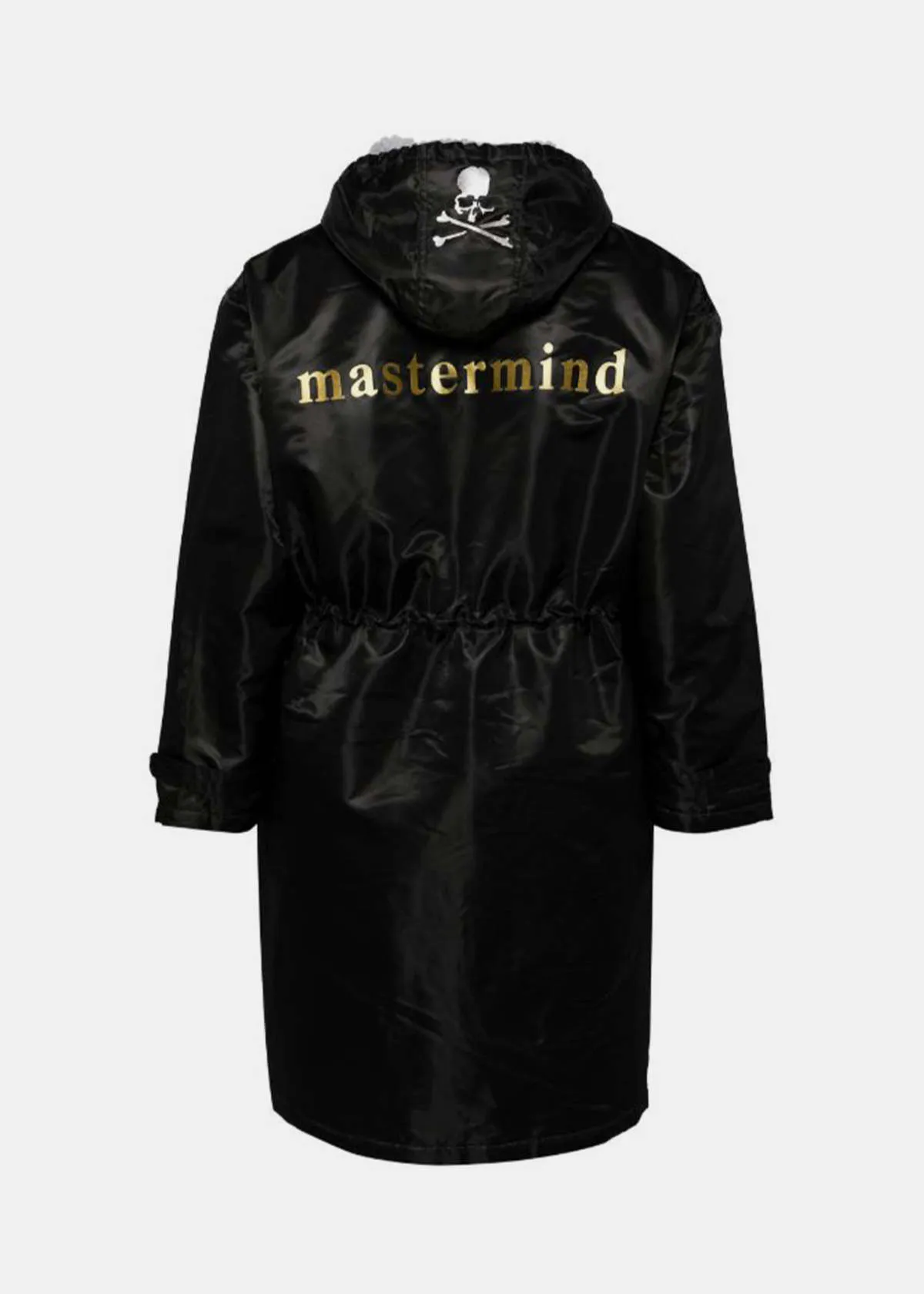 Logo-Print Hooded Coat - Black