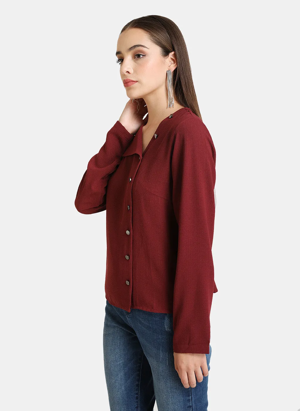 Lurex Button Detailed Shirt