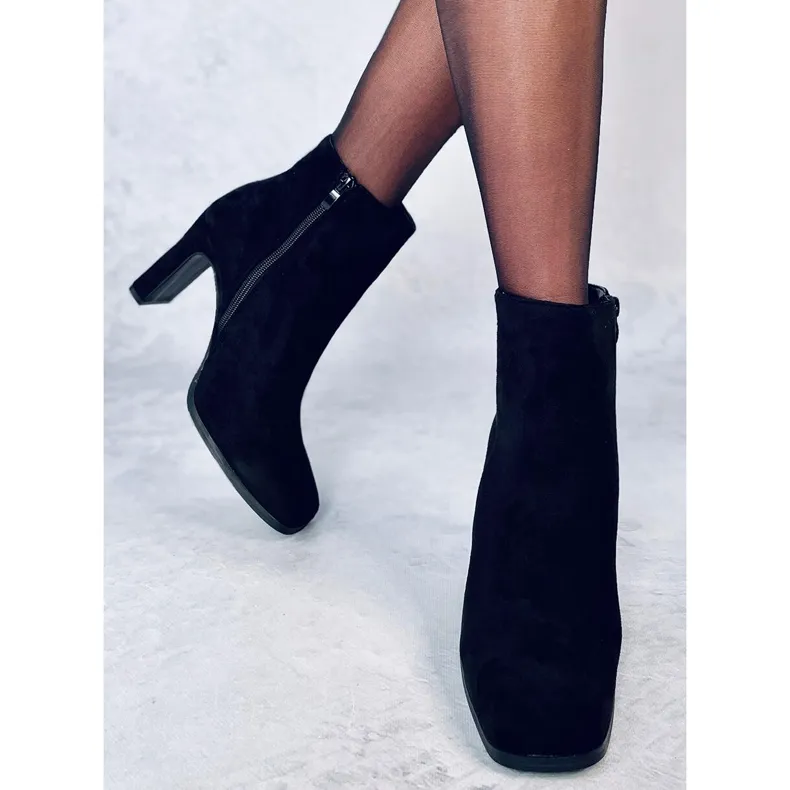 Madison Black Suede heeled boots