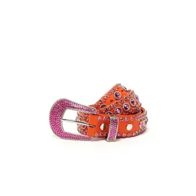 MEDIUM BELT WITH SWAROVSKY FULL BUCKLE Woman Orange Fuxia