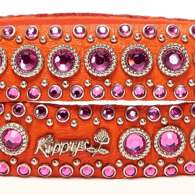 MEDIUM BELT WITH SWAROVSKY FULL BUCKLE Woman Orange Fuxia