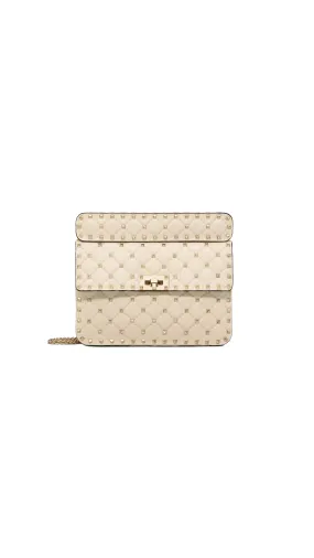 Medium Rockstud Spike Shoulder Bag - Light Ivory