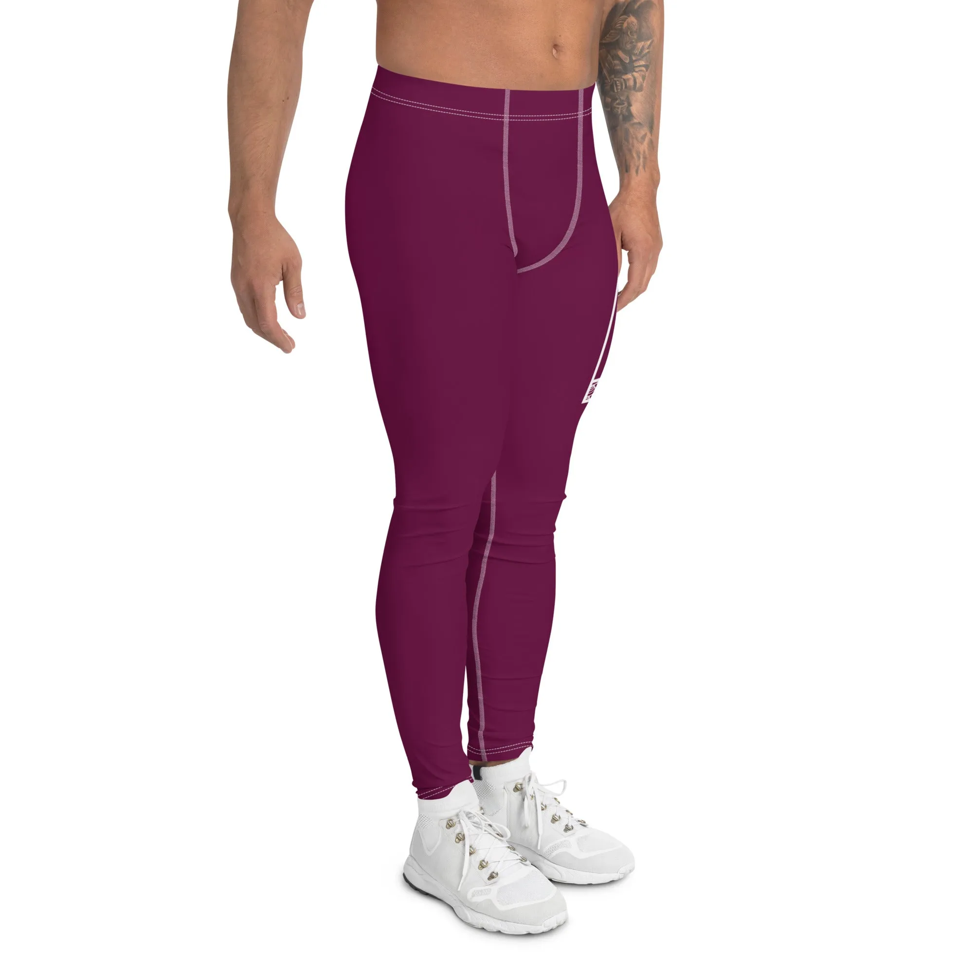 Men's Athletic Workout Leggings For Jiu Jitsu 013 - Tyrian Purple