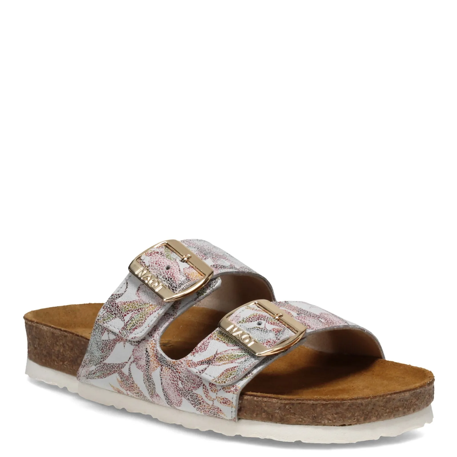 Naot Womens Santa Barbara Two Strap Slide Sandal- Floral Leather