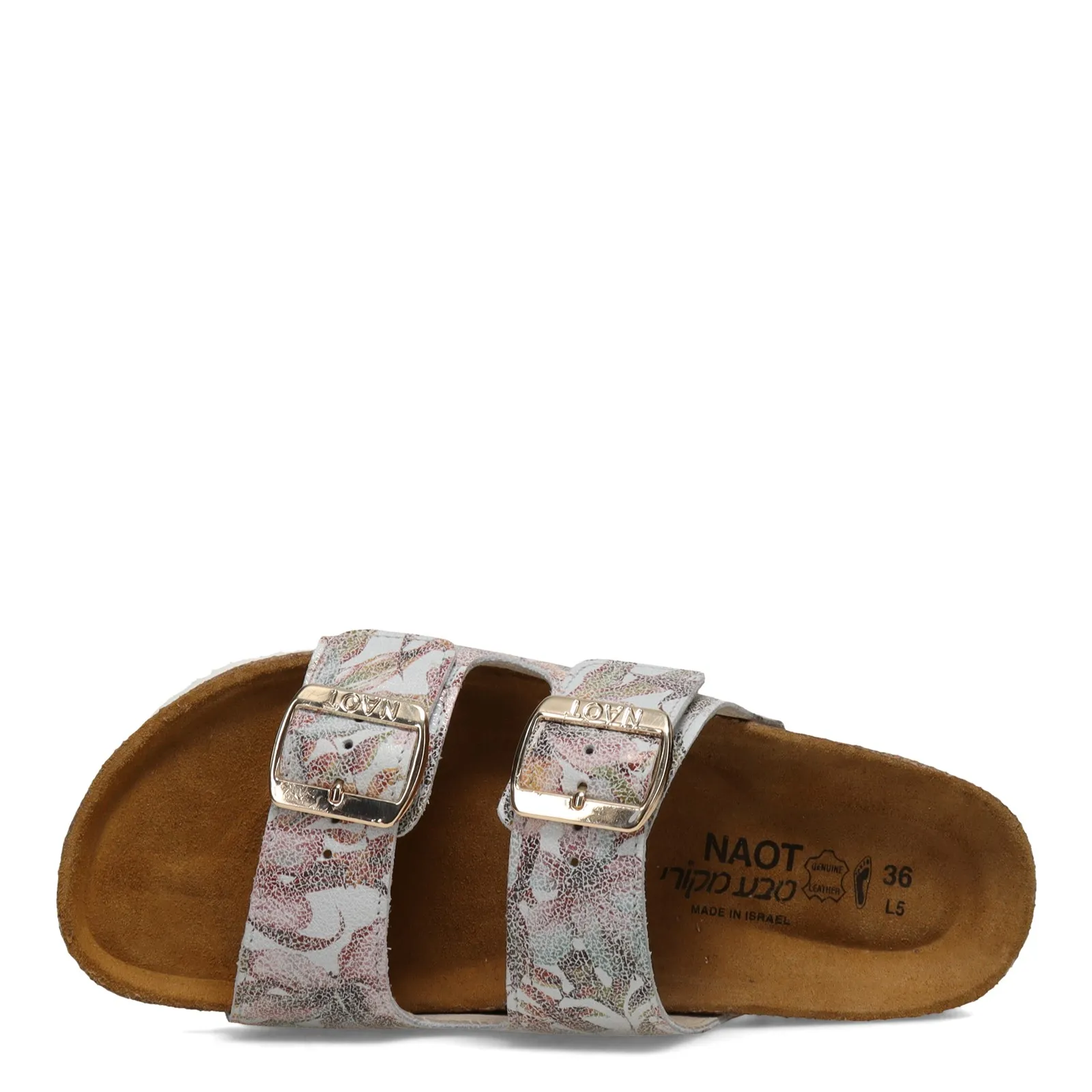 Naot Womens Santa Barbara Two Strap Slide Sandal- Floral Leather