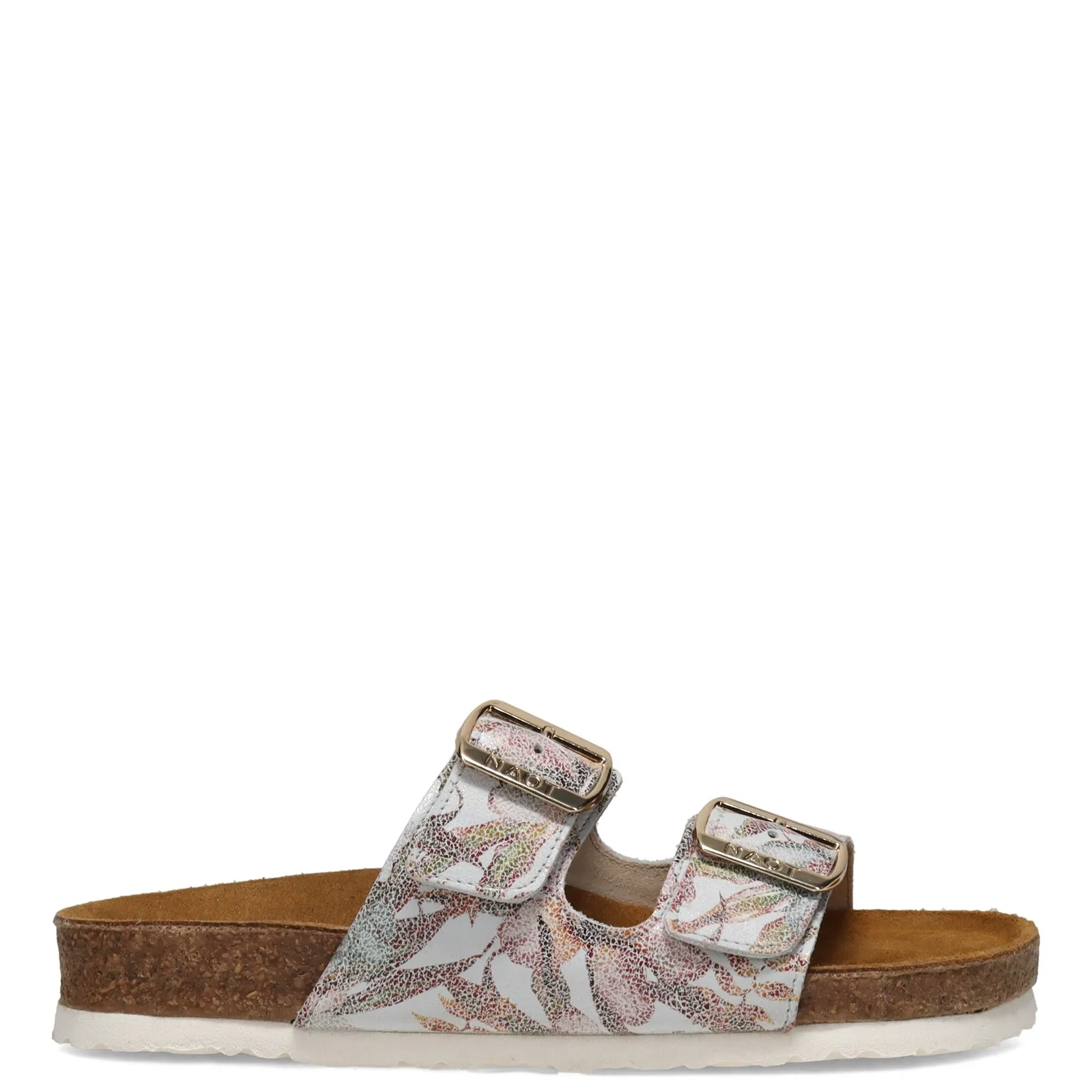 Naot Womens Santa Barbara Two Strap Slide Sandal- Floral Leather