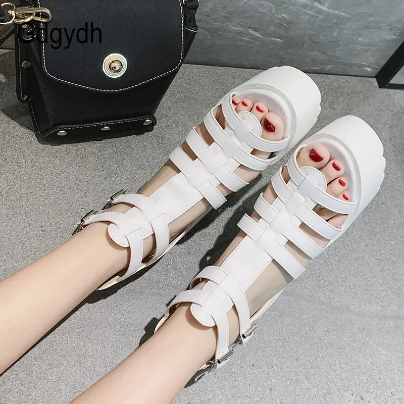 Open Toe Platform Sandals Women Chunky Heel Gladiator Shoes