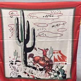 Orange and Green Cactus Buckin' Horse Wild Rag