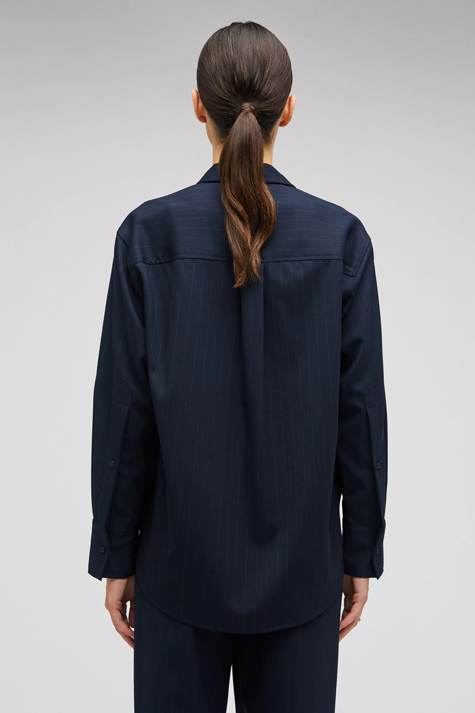 --Pinstripe Overshirt-