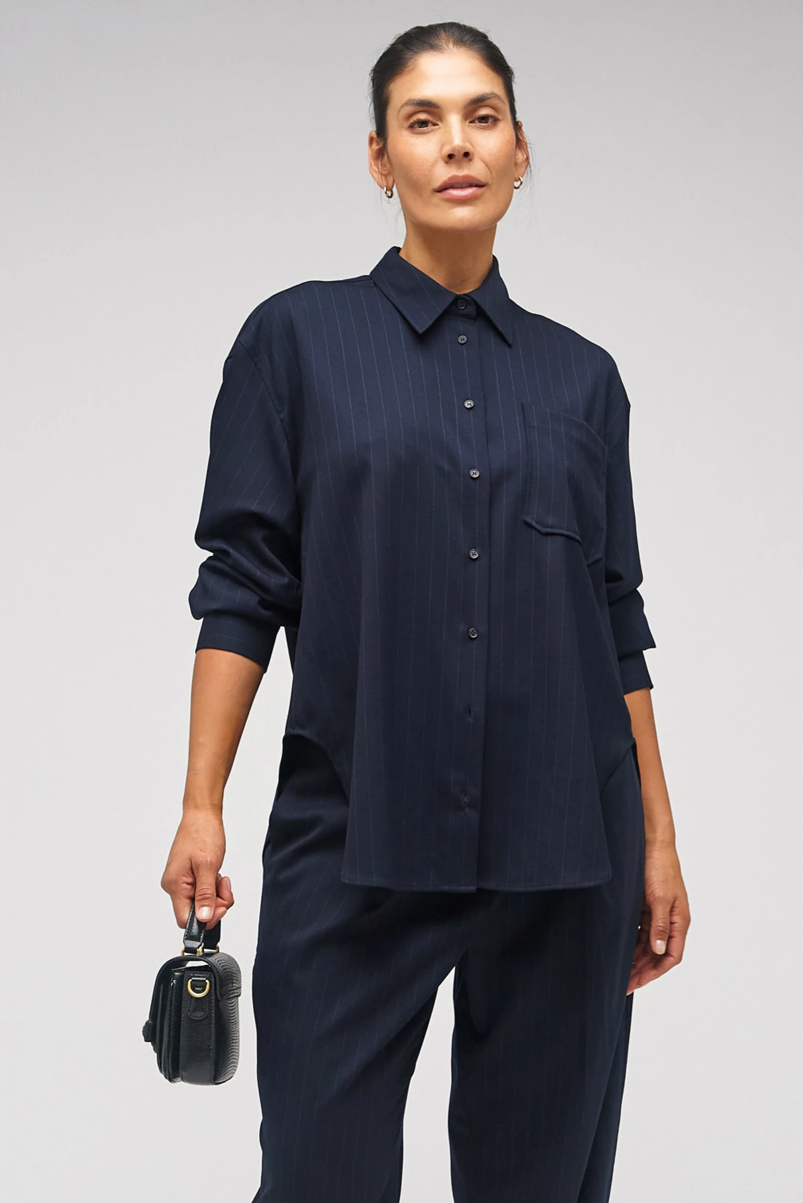 --Pinstripe Overshirt-