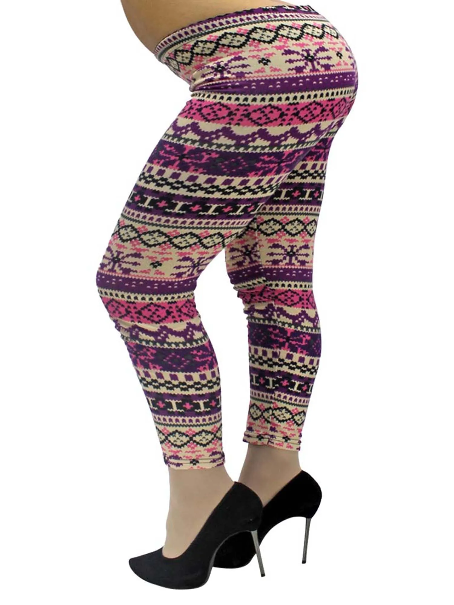 Plus Size Colorful Snowflake Print Leggings