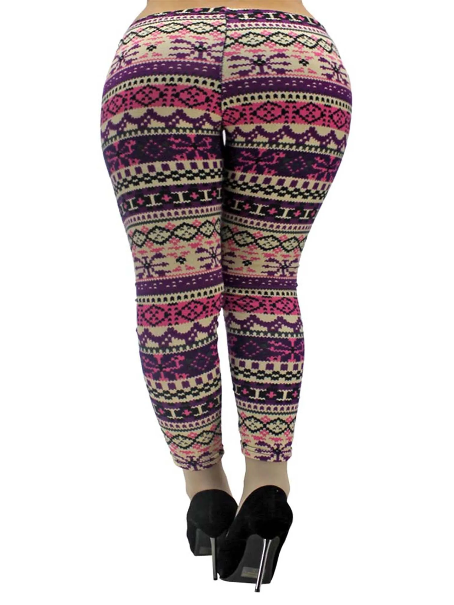 Plus Size Colorful Snowflake Print Leggings