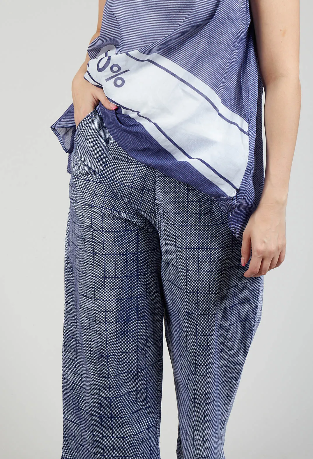 Pull On Wide Leg Trousers in Azur Print