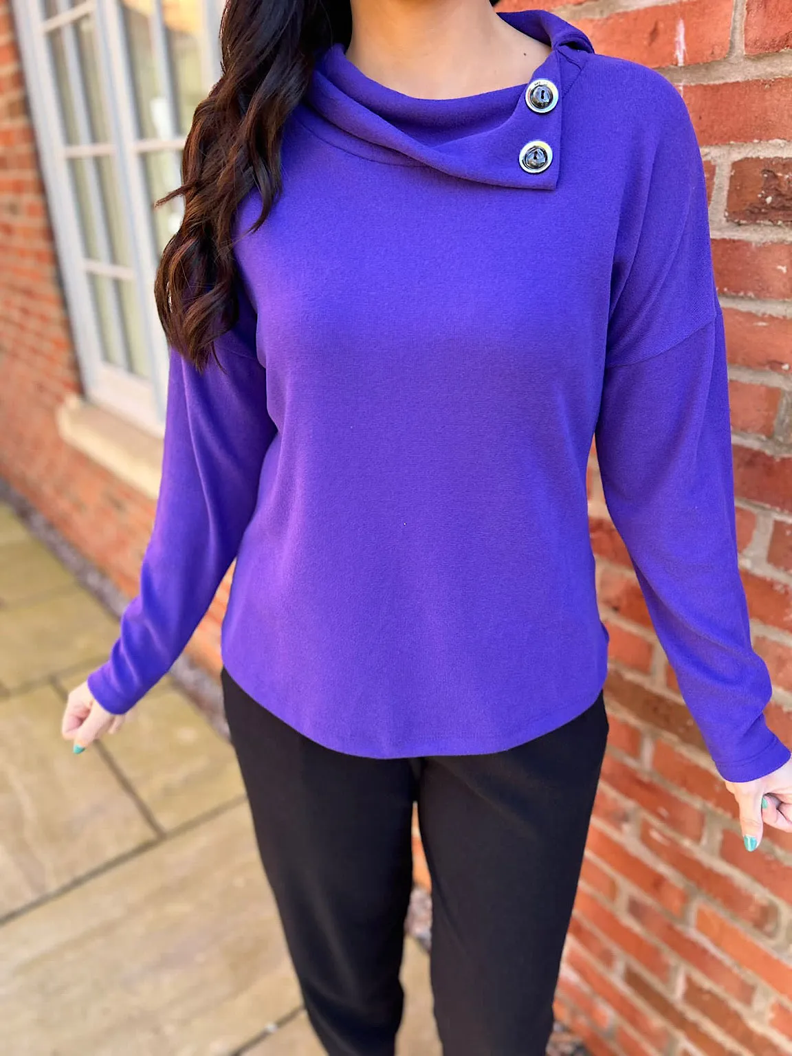 Purple Button Collar Knit Lucy