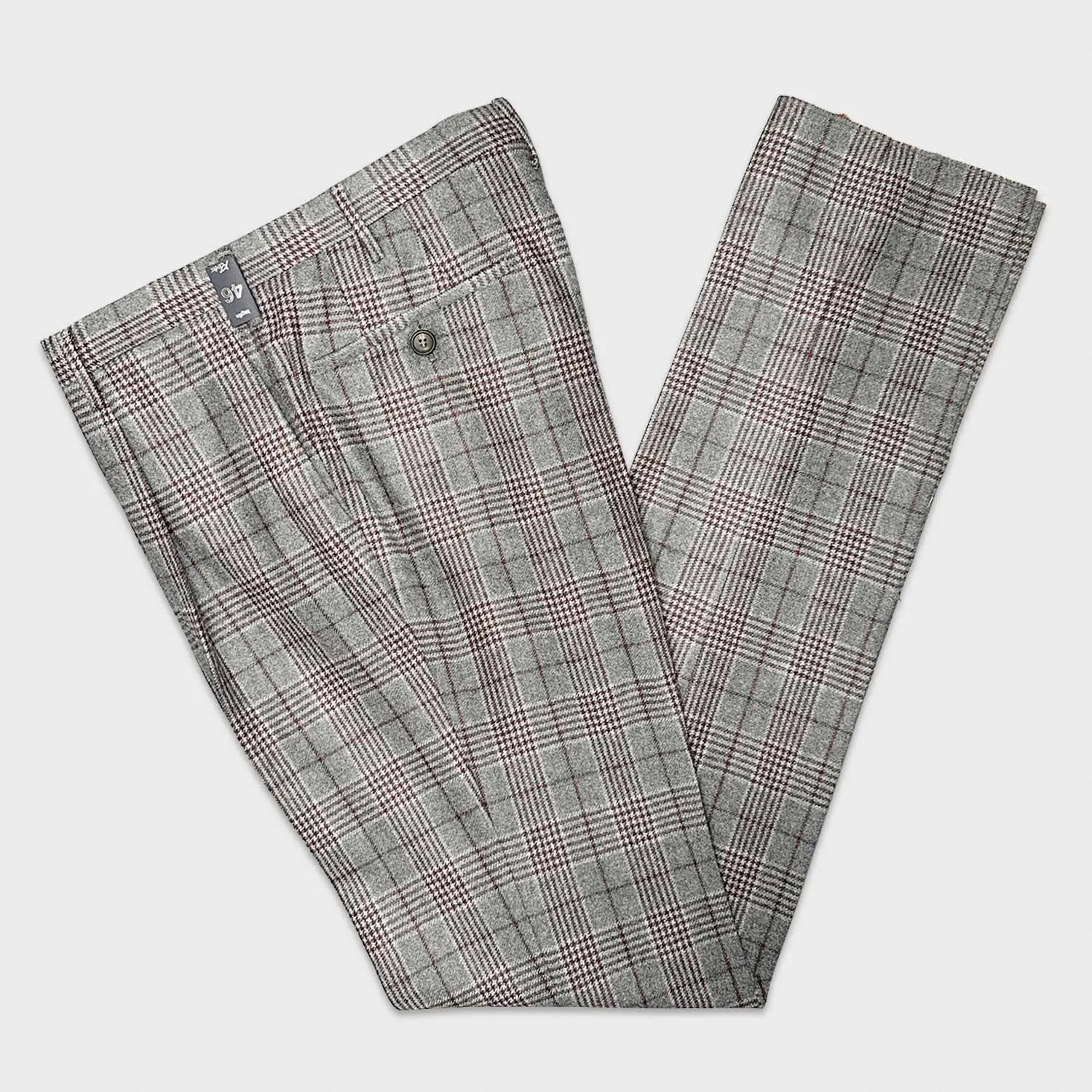 Rota Checkered Plaid Flannel Wool Trousers Smoke Grey