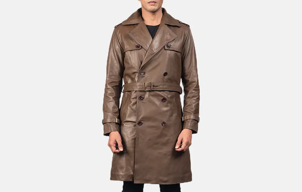 Royson Brown Leather Duster Coat