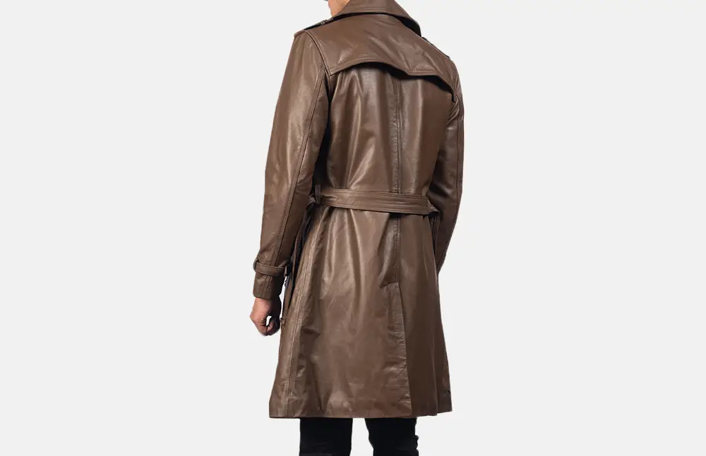 Royson Brown Leather Duster Coat