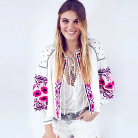 Saskatoon Boho Jacket in White (wholesale)