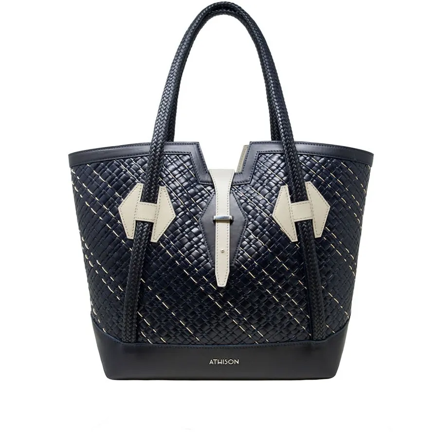 Shopping bag  “Devero” intrecciata in pelle e rame