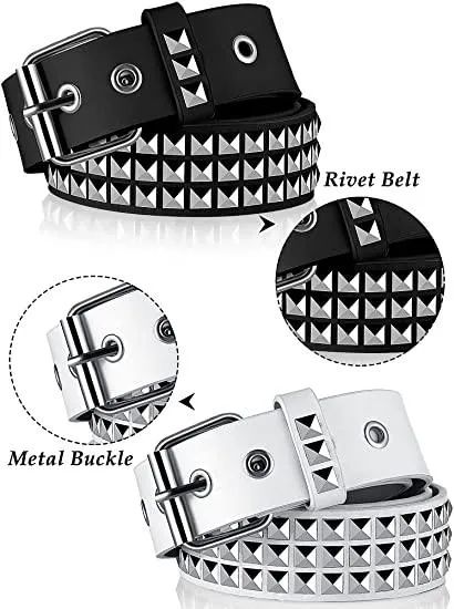 Square bead rivet belt metal pyramid straps punk rock belt