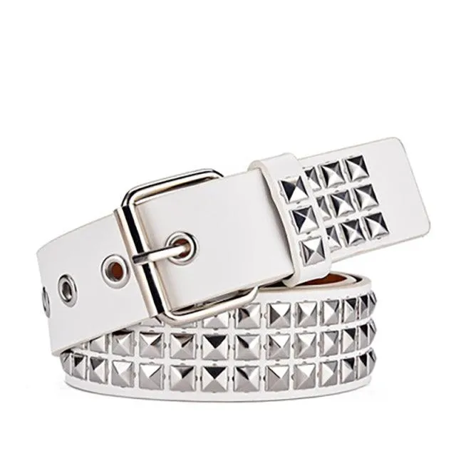 Square bead rivet belt metal pyramid straps punk rock belt