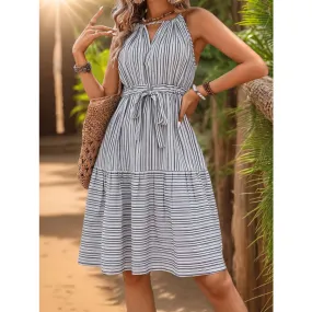 Striped Tie Waist Dress