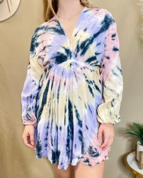 Surf Gypsy Blissful Swirl Tie Dye Satin Dress | Tie Dye