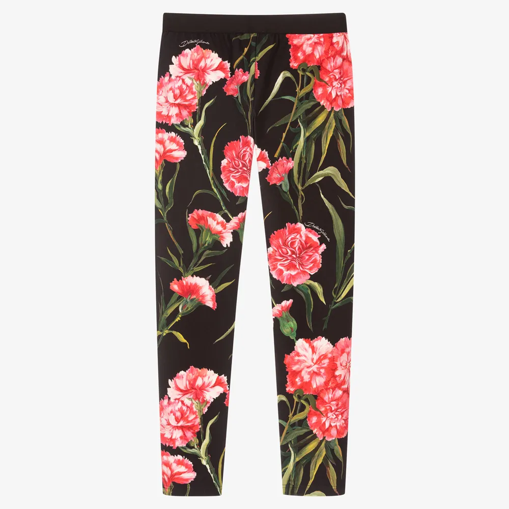 Teen Black Carnation Leggings 