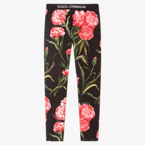 Teen Black Carnation Leggings 