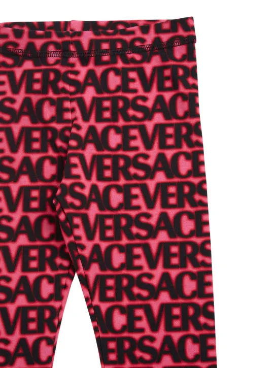 Versace   Logo print cotton jersey leggings 