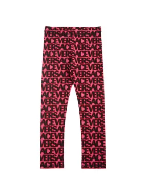 Versace   Logo print cotton jersey leggings 