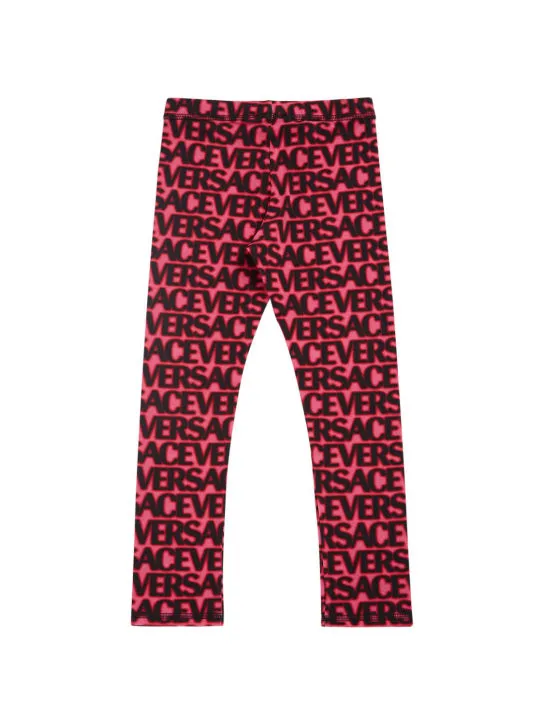 Versace   Logo print cotton jersey leggings 