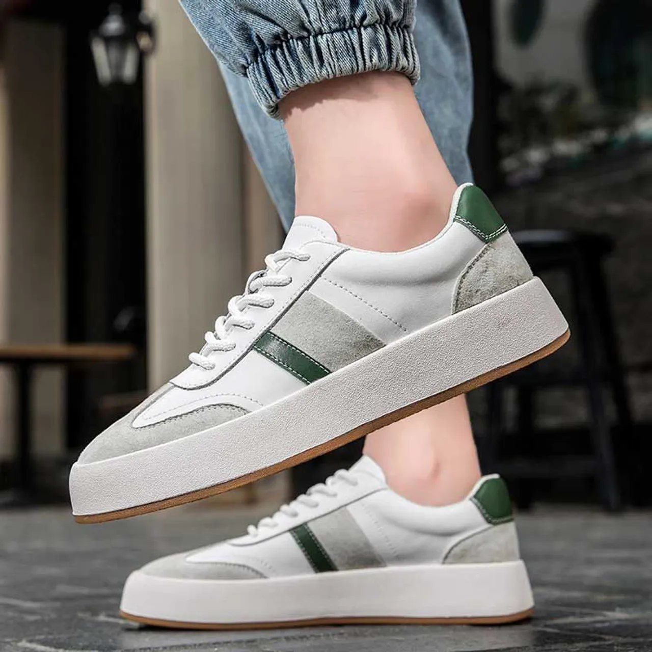 White green stripe casual shoe sneaker 2728