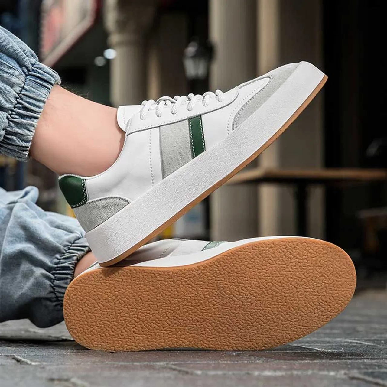 White green stripe casual shoe sneaker 2728