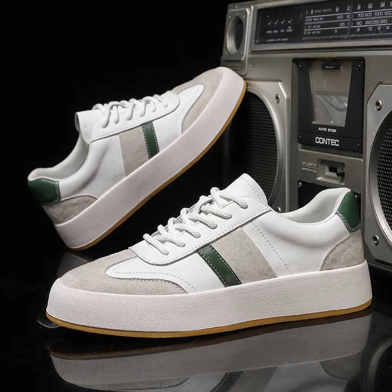 White green stripe casual shoe sneaker 2728