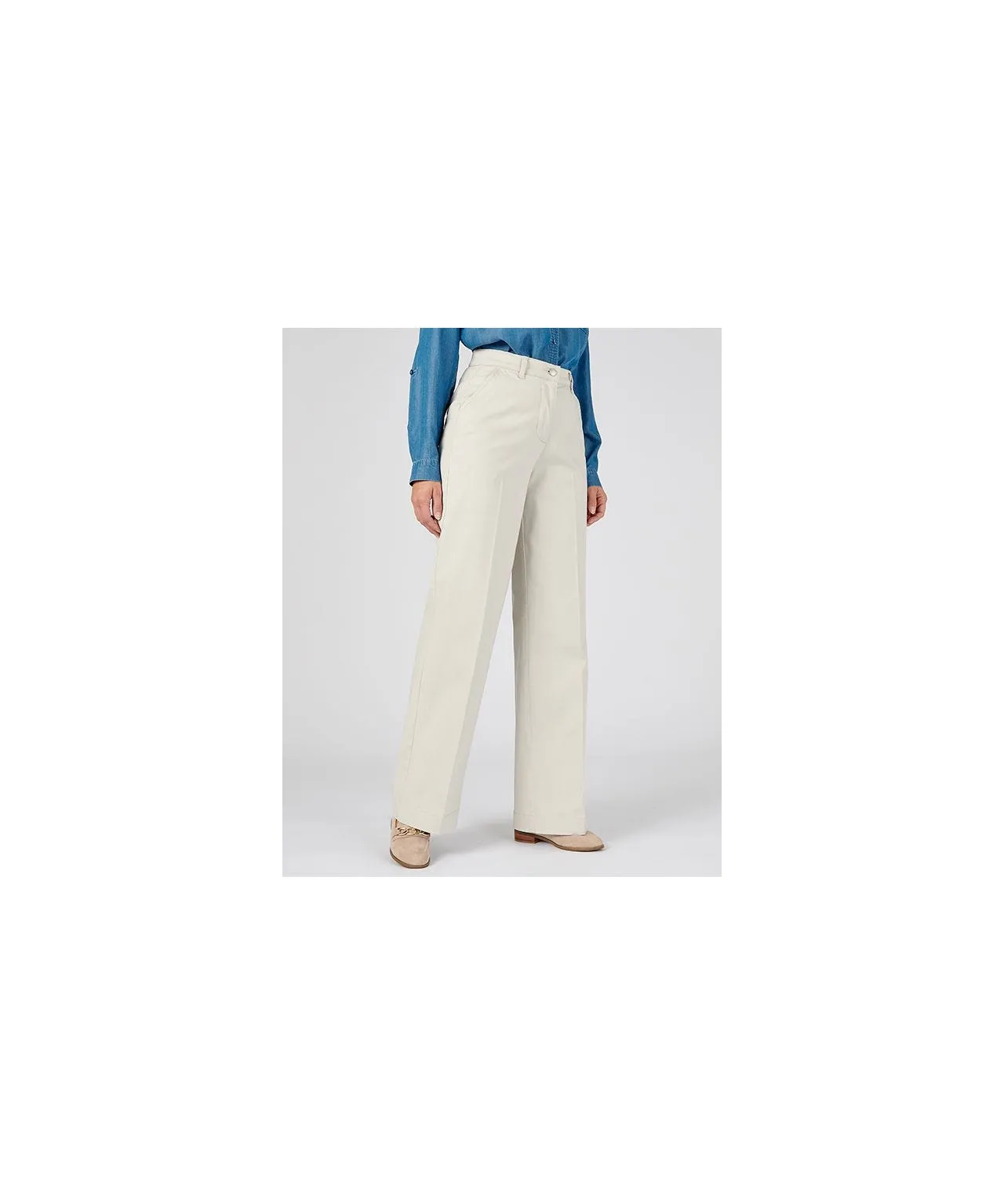 Wide-leg Cotton Stretch Trousers