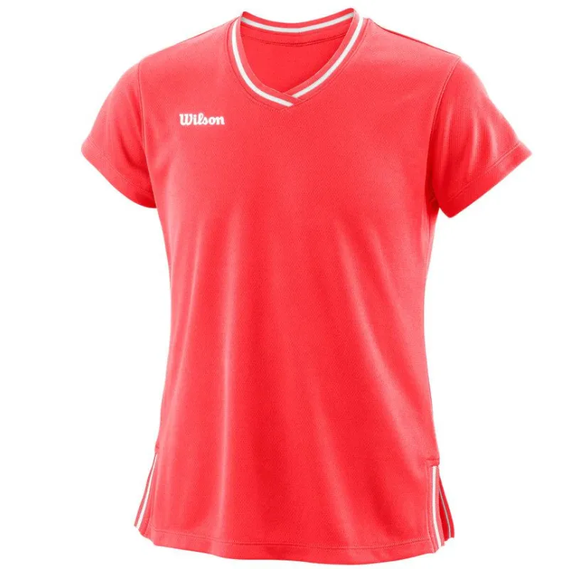 Wilson Girl's Team II V-Neck - Fiery Coral