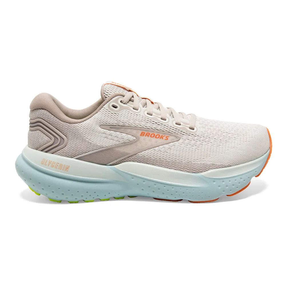 Women's Brooks Glycerin 21, Coconut/Aqua/Autumn Sunset, 8 B Medium