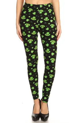 Women's Regular St Patrick's Hat Clover Pattern Printed Leggings