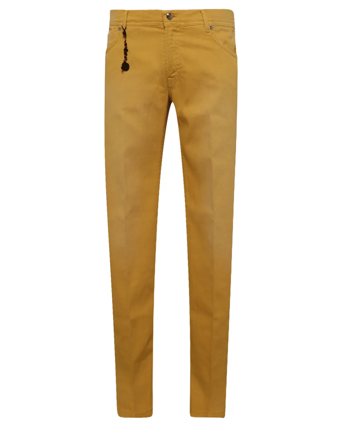 Yellow Distressed Bull Denim 5 Pocket Pant