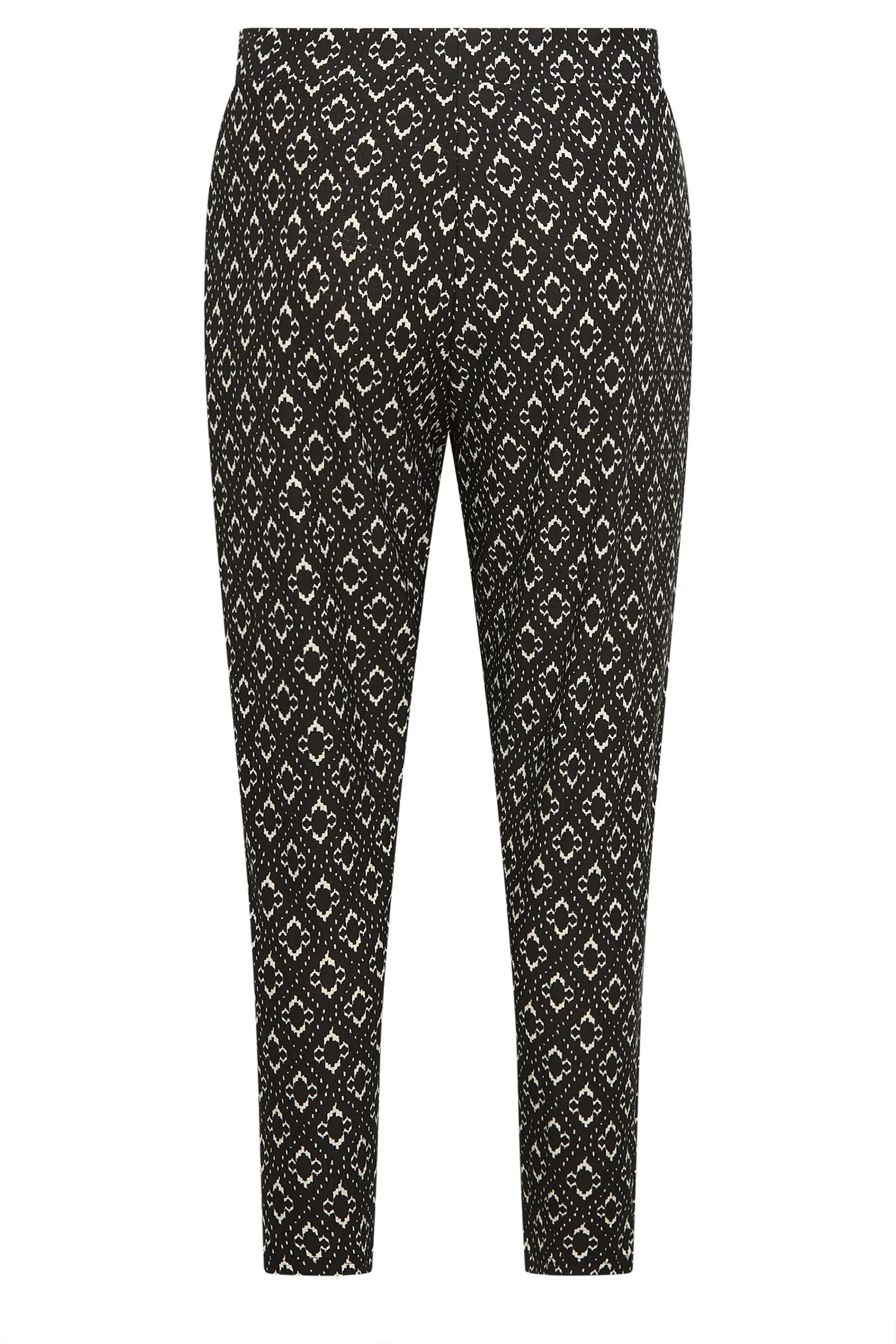 YOURS Curve Black Abstract Print Double Pleat Harem Trousers